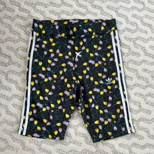 Adidas Floral Print Black Bike Shorts